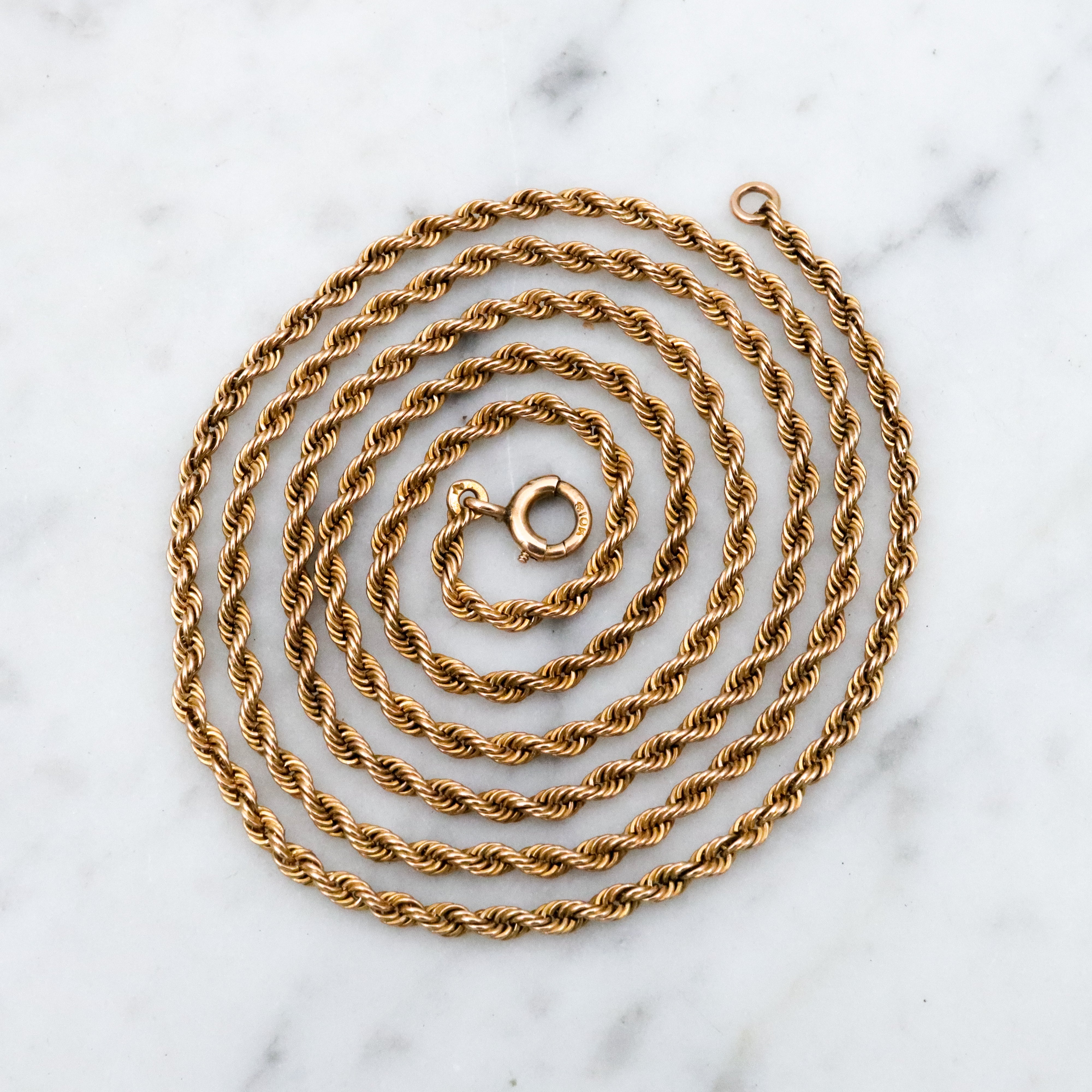 Vintage 10k gold 2mm rope link chain 22"